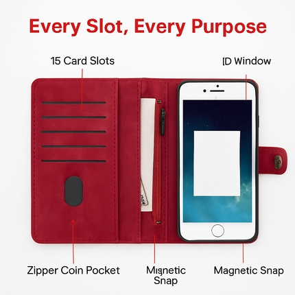 Phone Wallet Case for iPhone 8 Plus with Slim Pocket