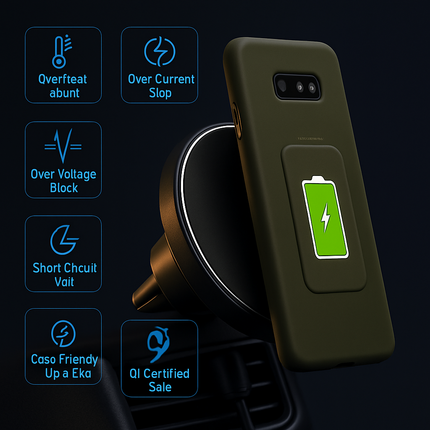 Magnetic Wireless Car Charger & Phone Holder Mount