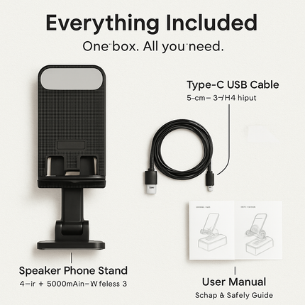 Foldable Wireless Speaker Phone Stand with Power Bank