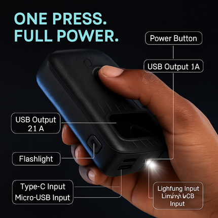 Portable Power Bank with Dual USB Ports and LCD