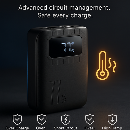 Portable Power Bank with Dual USB Ports and LCD
