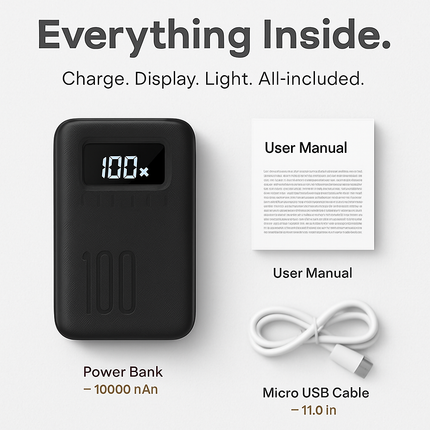 Portable Power Bank with Dual USB Ports and LCD