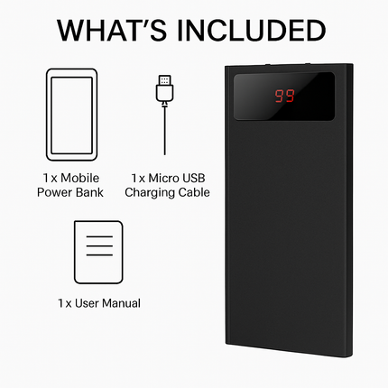 Ultra-thin Power Bank with Dual USB Ports & LCD