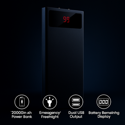 Ultra-thin Power Bank with Dual USB Ports & LCD