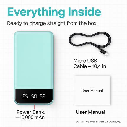 Power Bank Portable Slim Charger Dual USB Output