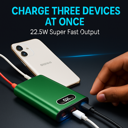 20000Mah Power Bank Portable Charger External Battery Pack 22.5W Super Fast Charging with LED Display Flashlight Fit for iPhone Samsung