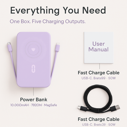 MagSafe 3-in-1 10000mAh Power Bank with Stand