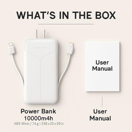 Power Bank Portable Charger with Built-in Cables