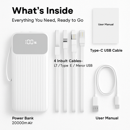 PD22.5W Fast Charger Power Bank with Cables