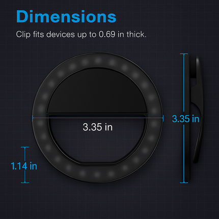 Selfie Ring Light Clip for Phones and Tablets - Portable