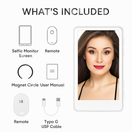Vlog Selfie Monitor Screen Magnetic Rear Camera Phone Monitor Wireless Selfie Monitor Screen with 33FT Remote for Vlog Live Stream Compatible with IOS