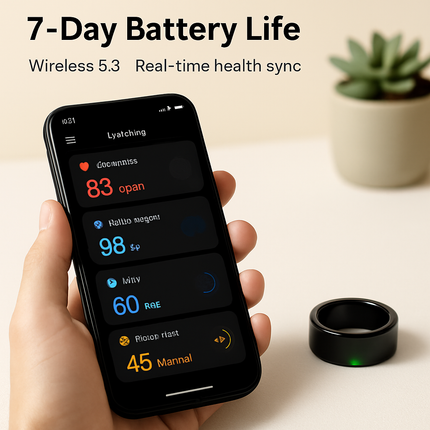 Smart Ring Health Tracker Fitness/Sleep/Stress/HRV Tracker with Charging Case Magnetic Charging Cable for Women & Men Compatible with iOS & Android 7-