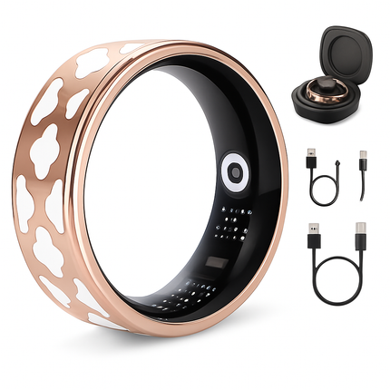 Smart Ring Health Tracker Fitness/Sleep/Stress/HRV Tracker with Charging Case Magnetic Charging Cable for Women & Men Compatible with iOS & Android 7-