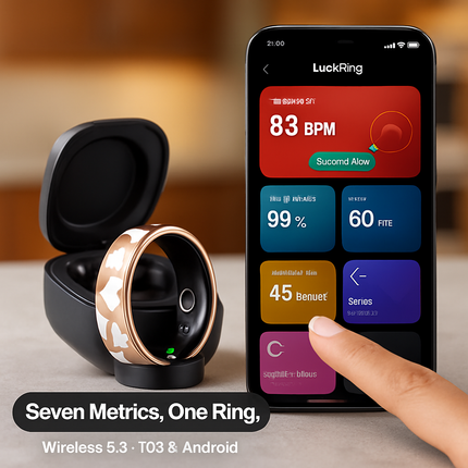 Smart Ring Health Tracker Fitness/Sleep/Stress/HRV Tracker with Charging Case Magnetic Charging Cable for Women & Men Compatible with iOS & Android 7-
