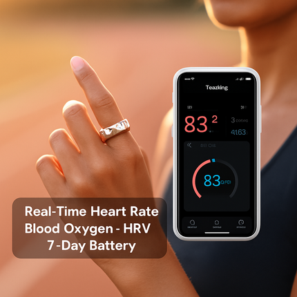 Smart Ring Health Tracker Fitness/Sleep/Stress/HRV Tracker with Charging Case Magnetic Charging Cable for Women & Men Compatible with iOS & Android 7-