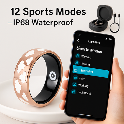 Smart Ring Health Tracker Fitness/Sleep/Stress/HRV Tracker with Charging Case Magnetic Charging Cable for Women & Men Compatible with iOS & Android 7-