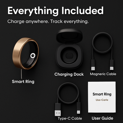 Smart Ring Health Tracker Fitness/Sleep/Stress/HRV Tracker with Charging Case Magnetic Charging Cable for Women & Men Compatible with iOS & Android 7-