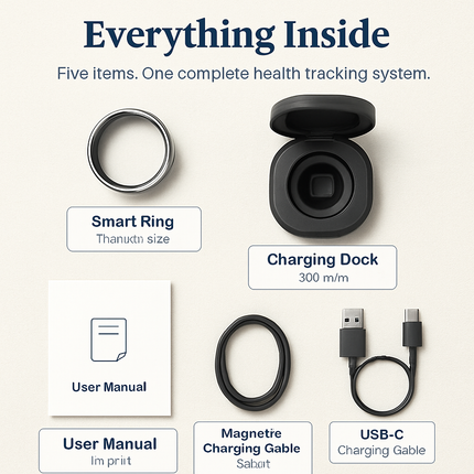 Smart Ring Health Tracker Fitness/Sleep/Stress/HRV Tracker with Charging Case Magnetic Charging Cable for Women & Men Compatible with iOS & Android 7-