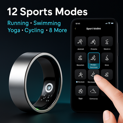 Smart Ring Health Tracker Fitness/Sleep/Stress/HRV Tracker with Charging Case Magnetic Charging Cable for Women & Men Compatible with iOS & Android 7-