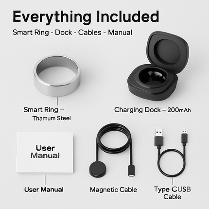 Smart Ring Health Tracker Fitness/Sleep/Stress/HRV Tracker with Charging Case Magnetic Charging Cable for Women & Men Compatible with iOS & Android 7-