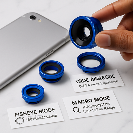 Phone Camera Lens Kit Magnetic 180°Fisheye Lens 0.67xWide Angle 10X Macro Lens for iPhone X /8/7/6s Samsung Galaxy S10/S9