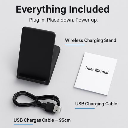 Wireless Charger with Dual Coils - Fast, Case-Friendly Stand