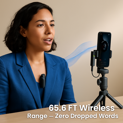 Wireless Clip-On Microphone with 3-in-1 Receiver – 2 Pack