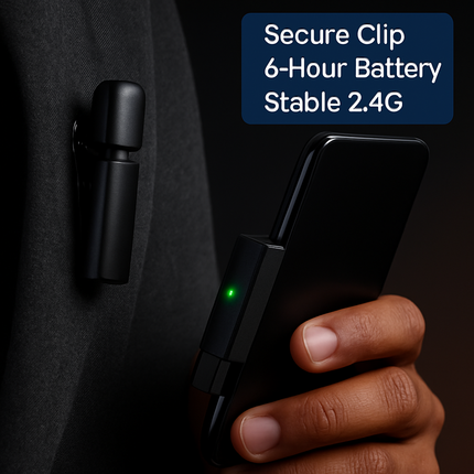 Wireless Clip-On Microphone with 3-in-1 Receiver – 2 Pack