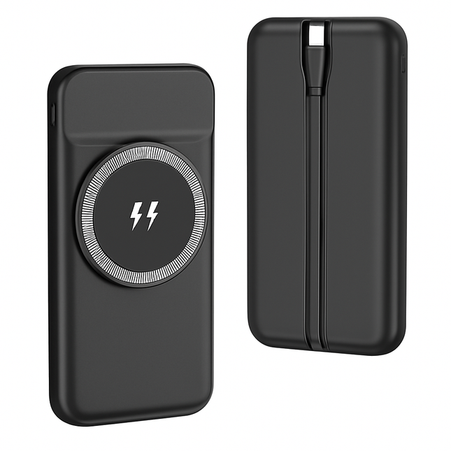 Magnetic Wireless Power Bank with Built-in Cable