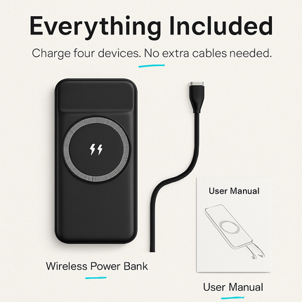 Magnetic Wireless Power Bank with Built-in Cable