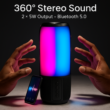 Portable Wireless Speaker with 6-Color Lights for Home
