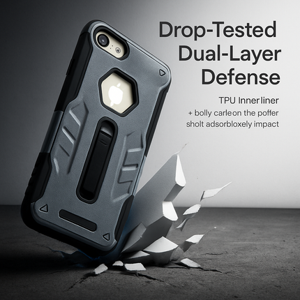 iPhone 8 Case with Kickstand - Green/Black