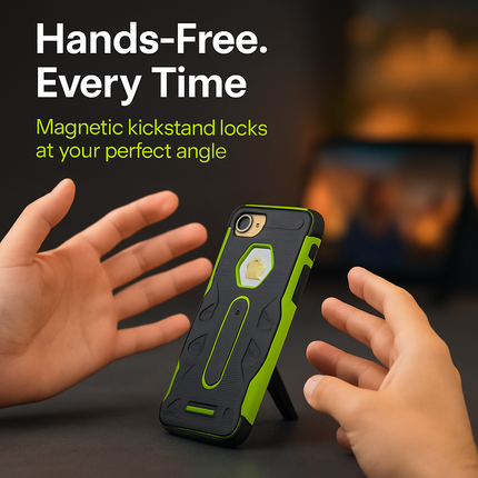 iPhone 8 Case with Kickstand - Green/Black