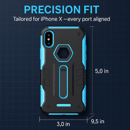 Rugged Phone Case for iPhone X with Kickstand