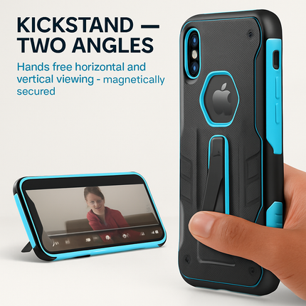 Rugged Phone Case for iPhone X with Kickstand