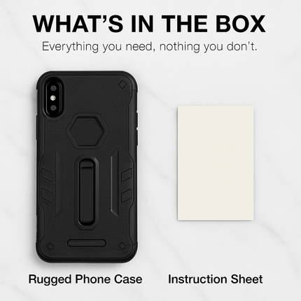 Rugged Phone Case for iPhone X with Kickstand