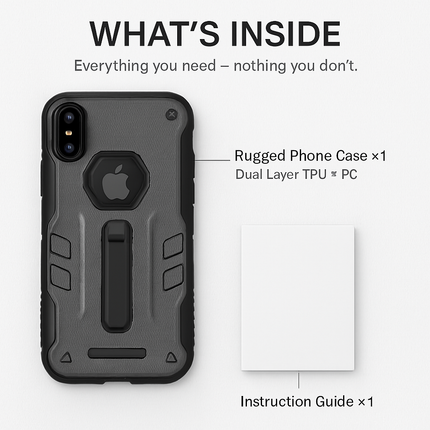 Rugged Phone Case for iPhone X with Kickstand