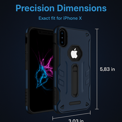 Rugged Phone Case for iPhone X with Kickstand
