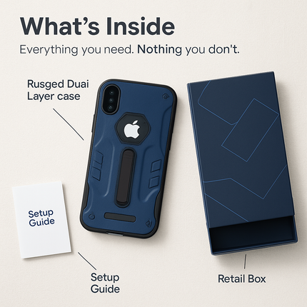 Rugged Phone Case for iPhone X with Kickstand