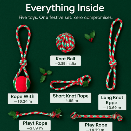 Christmas Dog Rope Chew Toys Set for Puppies and Dogs