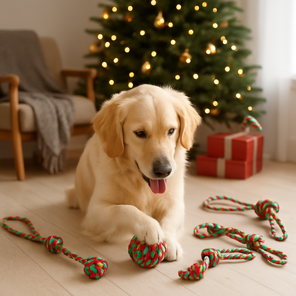 Christmas Dog Rope Chew Toys Set for Puppies and Dogs