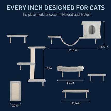 Cat Wall Shelves Perch Climber Set with Cat Houses & Hammock