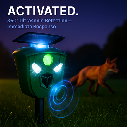 Ultrasonic Solar Animal Repeller with Motion Sensor Lights