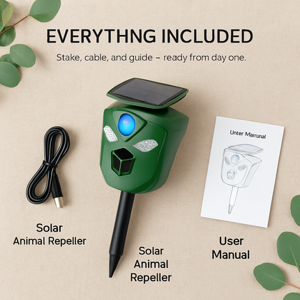 Ultrasonic Solar Animal Repeller with Motion Sensor Lights