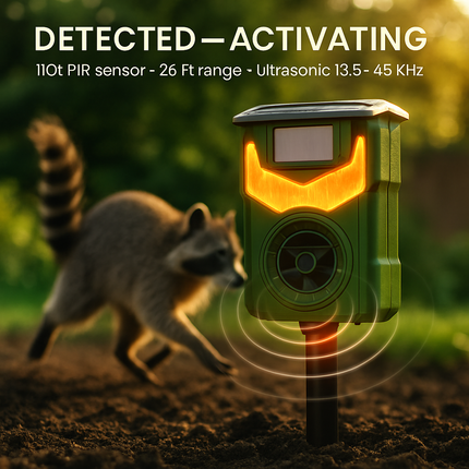 Ultrasonic Solar Animal Repeller with Flame Light