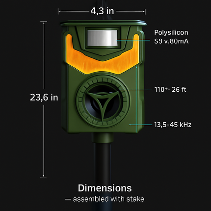 Ultrasonic Solar Animal Repeller with Flame Light