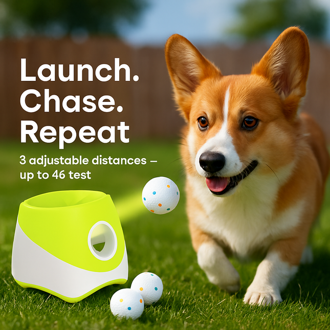 Automatic Dog Ball Launcher Rechargeable Interactive Pet Ball Thrower for Small Medium Dogs Interactive Dog Fetch Toy with 3 Adjustable Distance Setti
