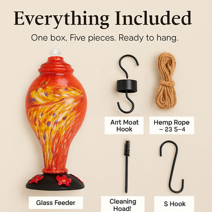 Hummingbird Feeder with 5 Ports, Ant Moat & Rope