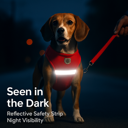 Pet Mesh Harness and Leash Set with Reflective Chest Strap