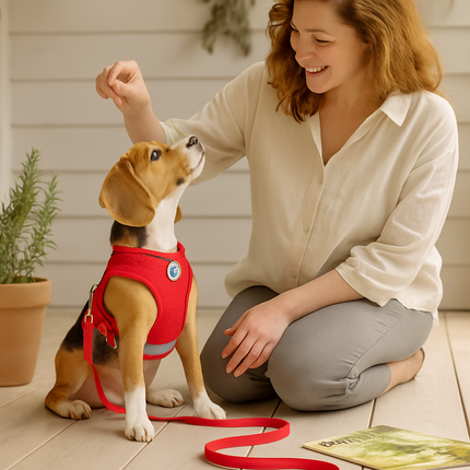 Pet Mesh Harness and Leash Set with Reflective Chest Strap